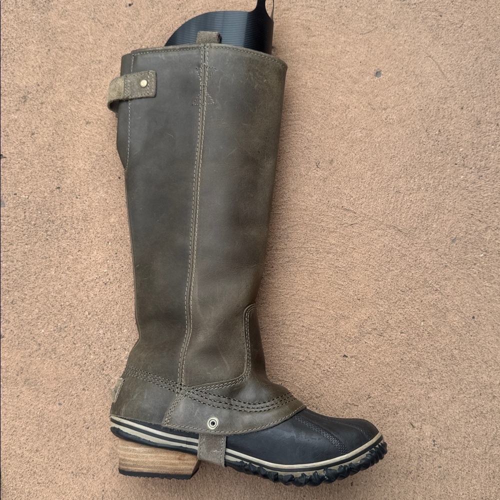 Sorel Tivoli II Tall Waterproof Winter Boots Green Leather Rubber Size 6.5 - Picture 11 of 16